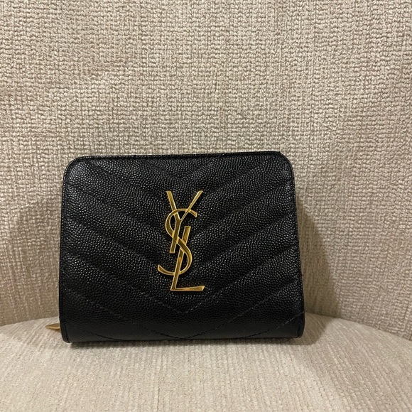 YSL Wallet Brand New Black Calfskin Leather and Gold Hardware - Picture 2 of 5